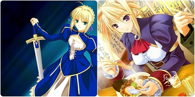 Saber (Fate/Stay Night) ve Sylvia (Princess Lover)