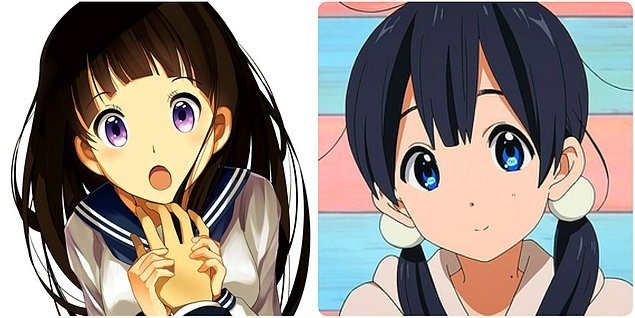 Chitanda Eru (Hyouka) ve Kitashirakawa Tamako (Tamako Market)
