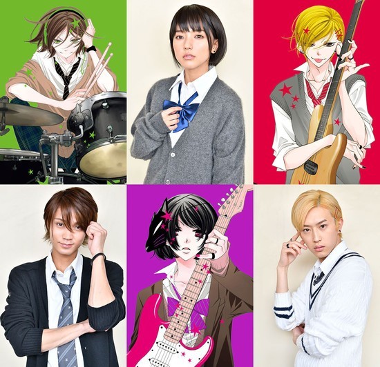 Hayato Isomura (soldaki) - Kuro, Erina Mano (ortadaki) - Miō, ve Yōsuke Sugino (sağdaki) - Haruyoshi