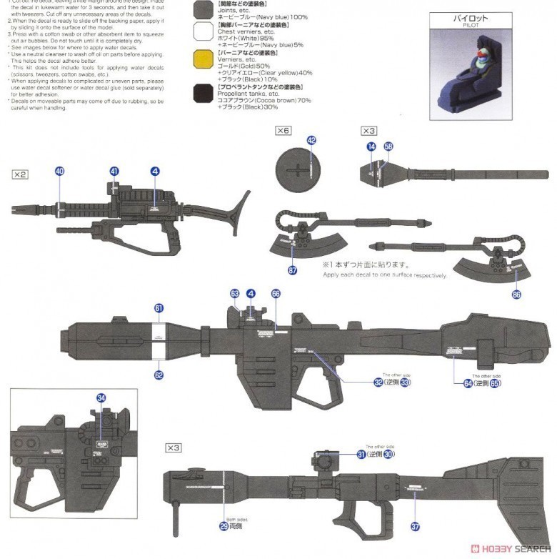 MS-06R Zaku II High Mobility "Psycho Zaku" (Kılavuzdan silah sticker rehberinin görünümü)